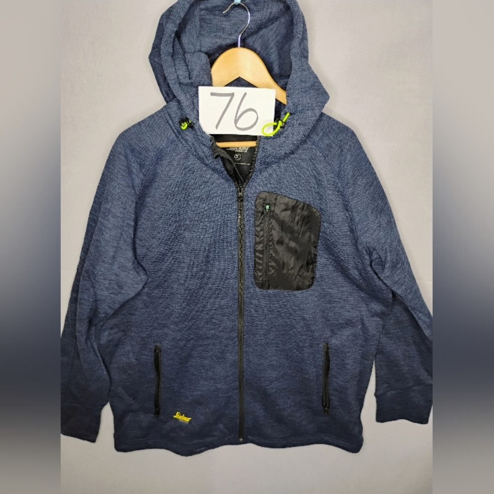Snickers Workwear Full Zip Up Blue Hoodie Drawstring Men's Size XXL
